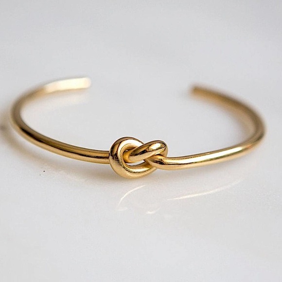 Tie Knot Gold Plated Bangle Cuff Bracelet - Picture 12 of 15